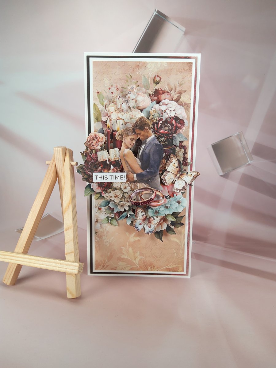 Handmade Wedding Card (88) Elegant Romantic Design 