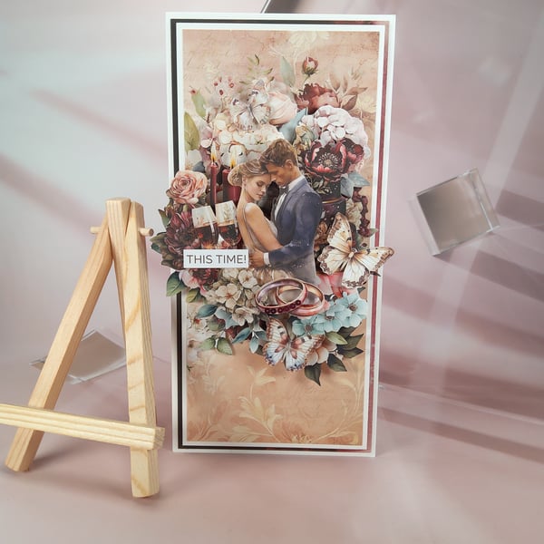 Handmade Wedding Card (88) Elegant Romantic Design 