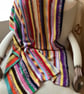  CROCHET BLANKET HANDMADE IN LOVELY STRIPES APPROX 50x30" 
