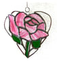Pink Rose Heart Suncatcher Stained Glass 041 - Image 2