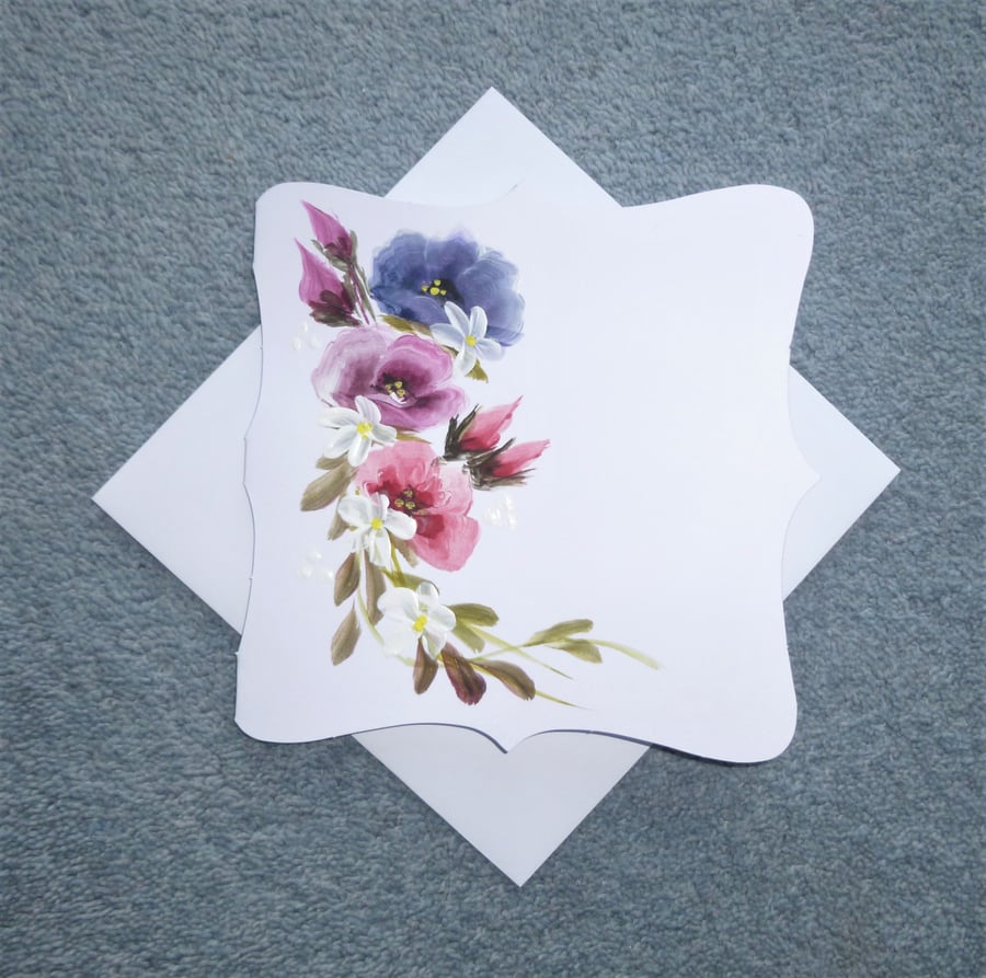 hand painted blank greetings card original art ... - Folksy