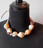 Brown Stripe Silk Bead Necklace - Image 1