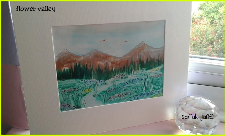 Flower valley encaustic art painting 