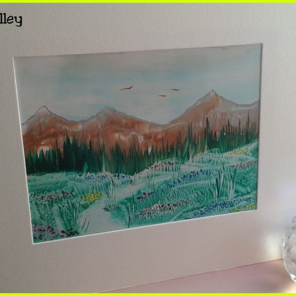Flower valley encaustic art painting 