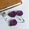 Art deco inspired rose lapel pin or brooch - deep lilac