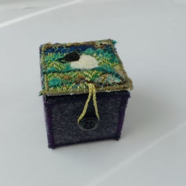 Handmade textile keepsake box, felt sheep
