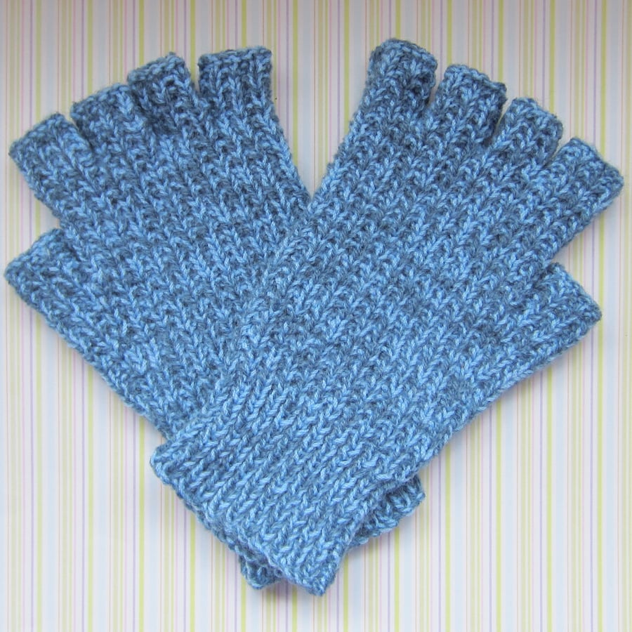 Blue Multi Fingerless Gloves