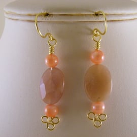 Sunstone and Mother of Pearl Earrings