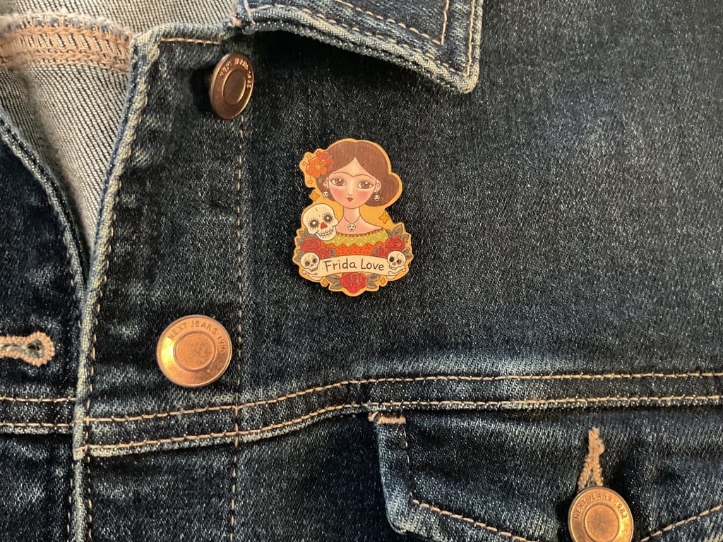 Frida Kahlo Pin Badge – Wooden Brooch, Feminist Gift, Positive Affirmation Jewel