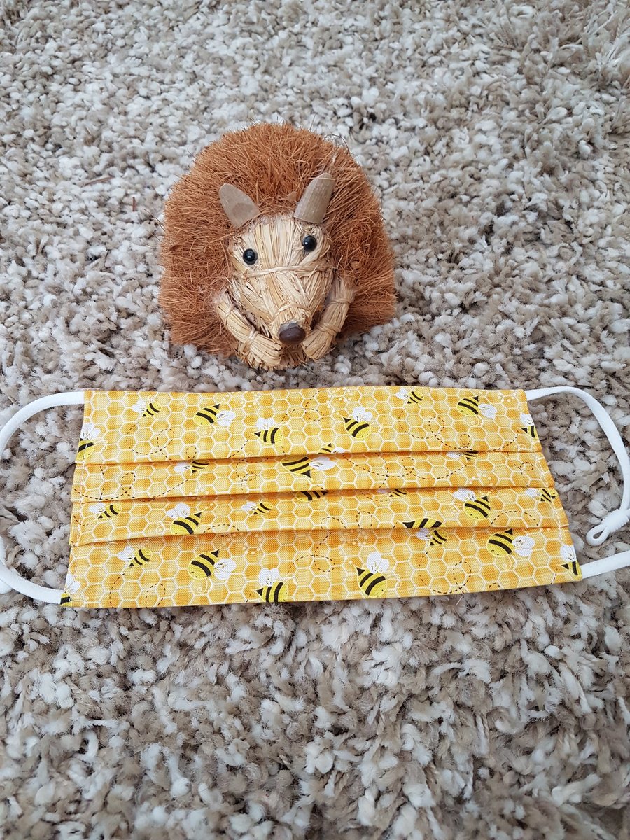 Small Adult or Teenager face covering – Yellow bumble bee print