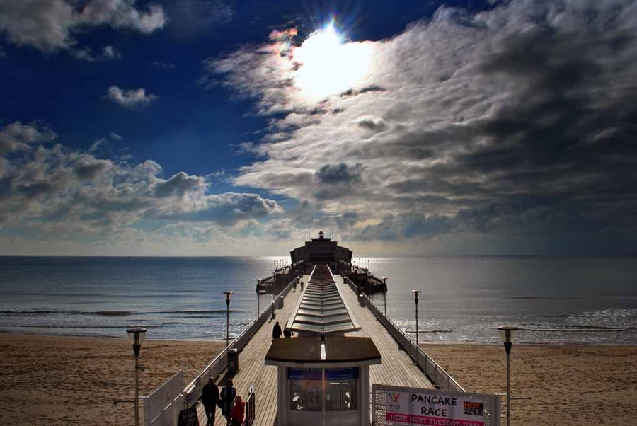 Bournemouth Pier And Beach Dorset England UK 18"X12" Print