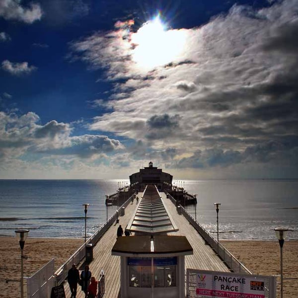 Bournemouth Pier And Beach Dorset England UK 18"X12" Print