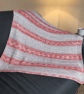 Hand Knitted Baby Blanket Fair Isle Pram Shawl in Salmon Pink, Beige and Cream