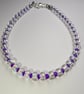 Clear Crystal and Purple seed bead bracelet