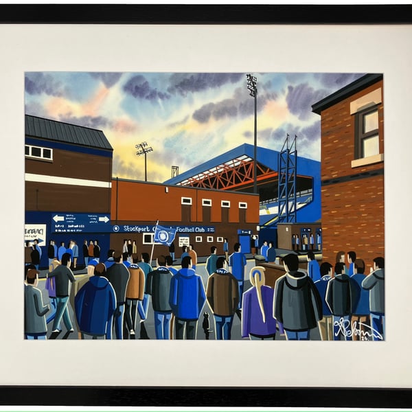 Stockport County, Edgeley Park Framed Football Art Print. 20" x 16" Frame Size