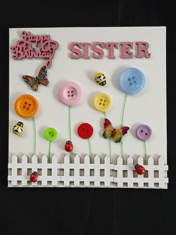 Handmade, sister birthday card 