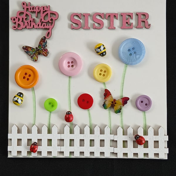 Handmade, sister birthday card 