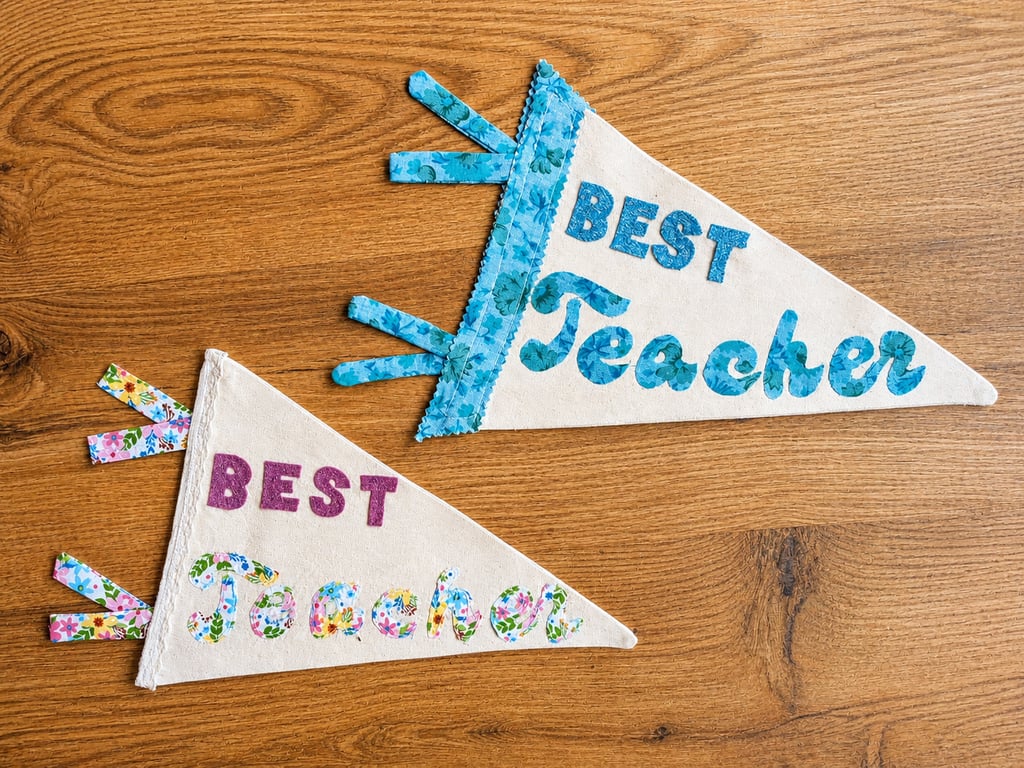Best Teacher Handmade Gift Pennant Flag