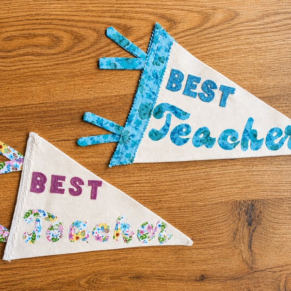 Best Teacher Handmade Gift Pennant Flag