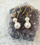 Simple Double Pearl Drop Earrings Gold Vermeil Wedding Event Earrings - Image 2