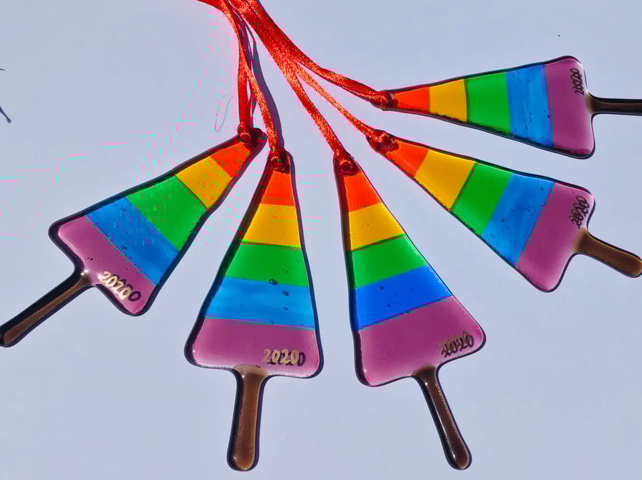 Fused glass rainbow 2020 Christmas tree 