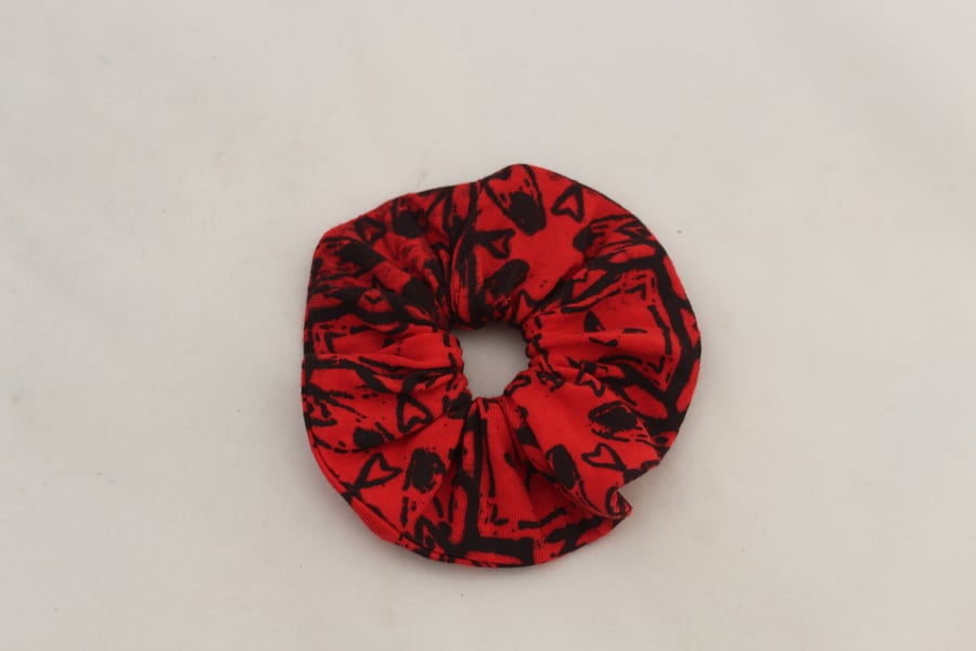 Red cotton hair scrunchie,hair accessory handmade,zero waste,gift