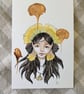 Fae Nobility Original Character Portrait Illustration in Ink & Watercolour