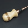 Hand Turned Wooden Bottle Stopper, Scottish Beech With Walnut Stripe.