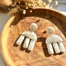 White marble effect jellyfish dangle earrings, white translucent drops