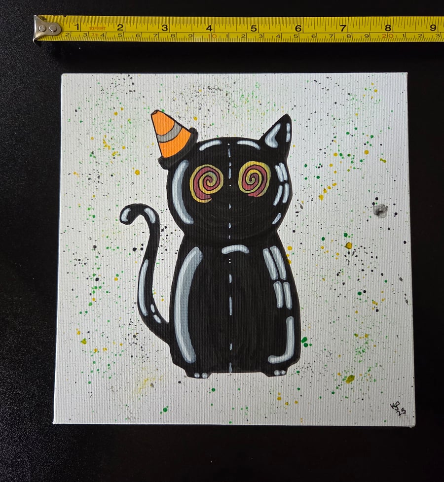 Nipfest original painting - Balloon cat splatter