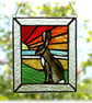 Sunset Hare Stained Glass Art Picture Suncatcher Handmade 013