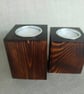 Set of 2 Wooden Tealight Holders - Dark Oak Finish Upcycled Pallet Wood - Image 5