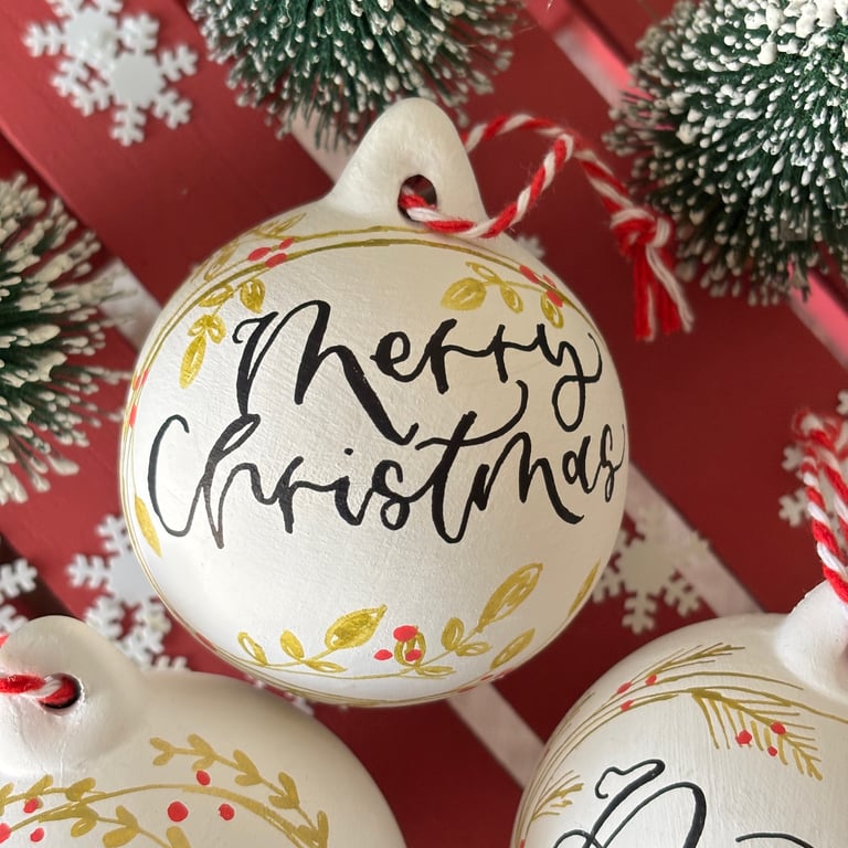 Personalised Ceramic Christmas Bauble, Christmas Tree Decoration 