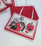Christmas Decoration Sleepy Santa - Vintage textile hanging ornament