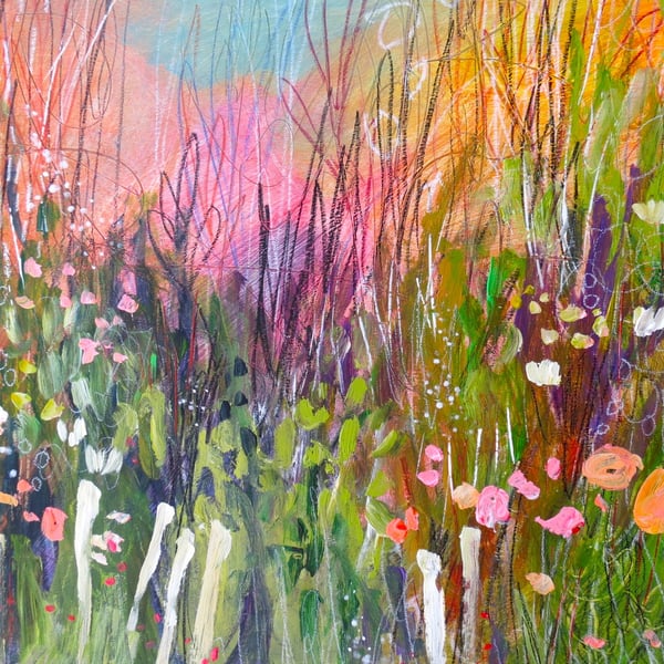 Vibrant Floral Abstract Painting by Jackie Reynolds 