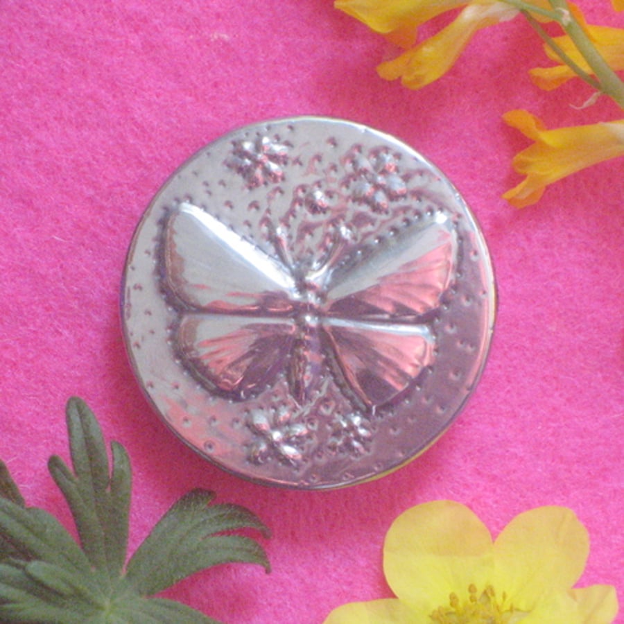 Handmade pewter butterfly brooch