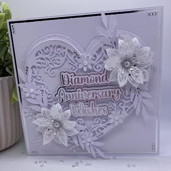 BRAND NEW Personalised - Luxury 60th Diamond Wedding anniversary card boxed