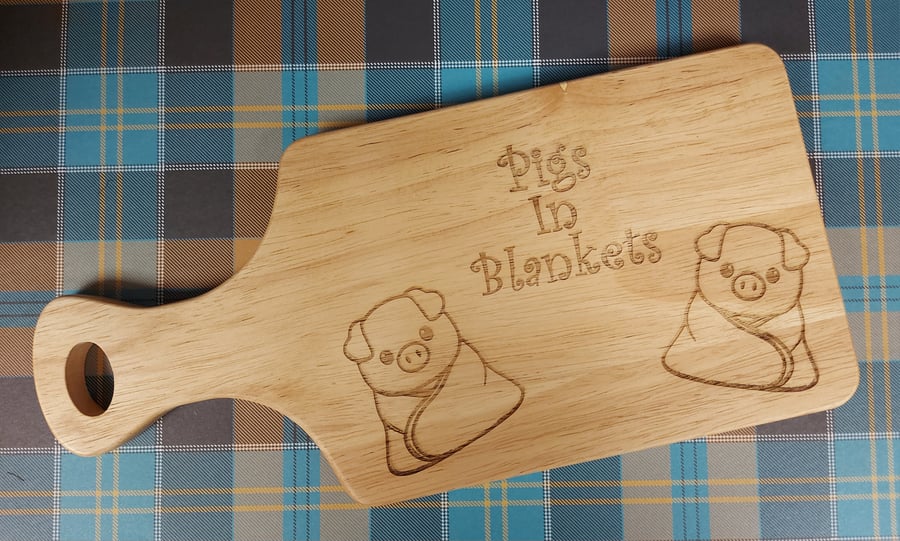 Laser Engraved Natural Solid Wood Chopping Board