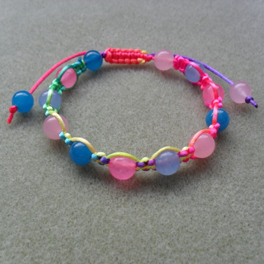 Rainbow Macrame Bracelet with Semi Precious Gemstones
