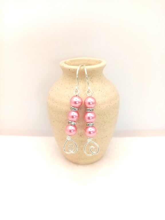 Pearl Earrings, Candy Pink, Customise, Gifts for her, Free Postage