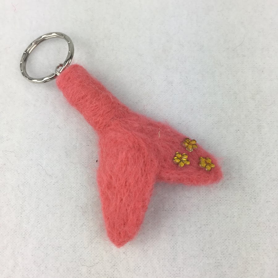Seconds sunday - Needle felted mermaid tail keyring, bag charm, salmon pink