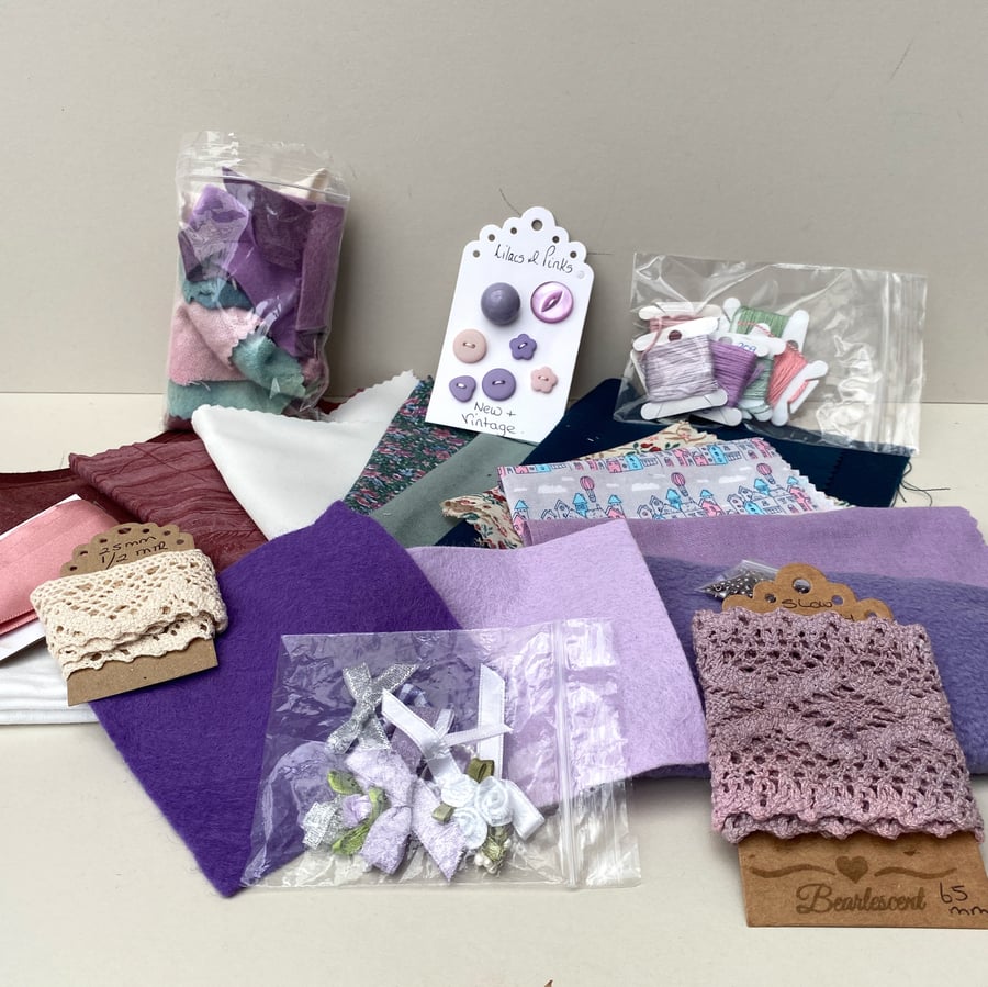 Sewing kit, handmade fabric pack, creative textiles ref 11, haberdashery kit