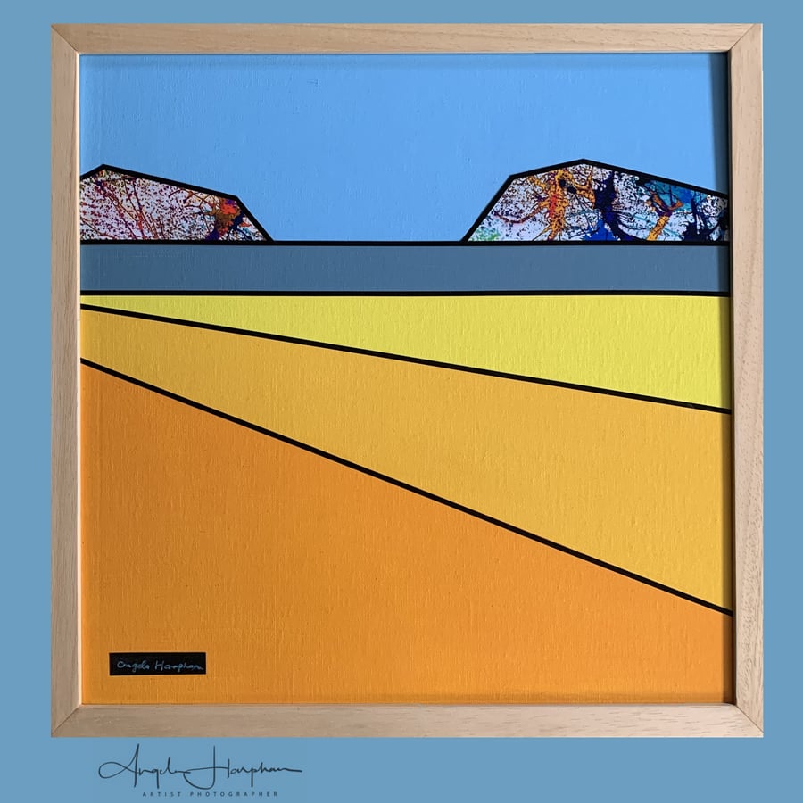 Framed Acrylic Mixed Media Painting - Bright Seascape