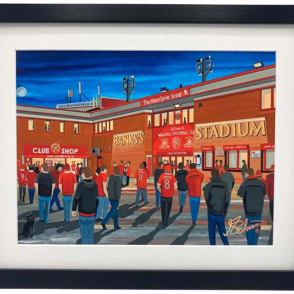 Walsall F.C, Bank's Stadium, High Quality Framed Football Art Print.