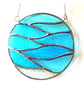 Making Waves Aqua Stained Glass Suncatcher Handmade Ring Sea - Image 6