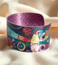 Quirky cat wide cuff bracelet, for pet animal lover. Can be personalised (DBM01)