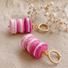 Pink Macaron Hoops - Birthday Gift for Foodie - Sweet Jewellery for Her