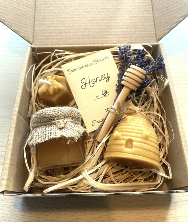 Welsh Wildflower Honey and Beeswax Candle Gift set, Handmade Gift