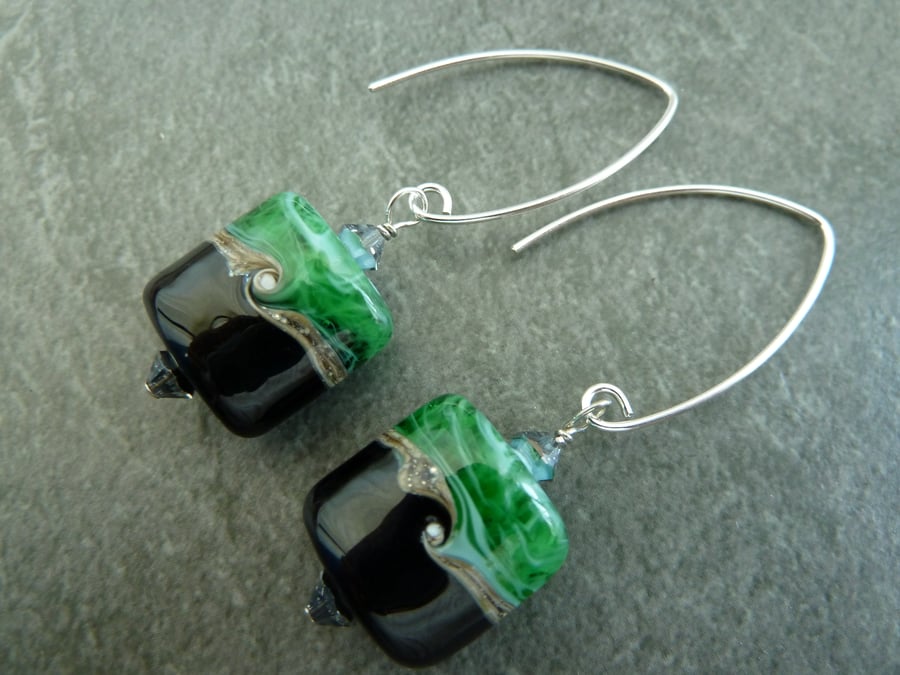 sterling silver and lampwork glass earrings