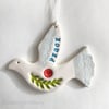 Large ceramic Christmas dove of peace decoration